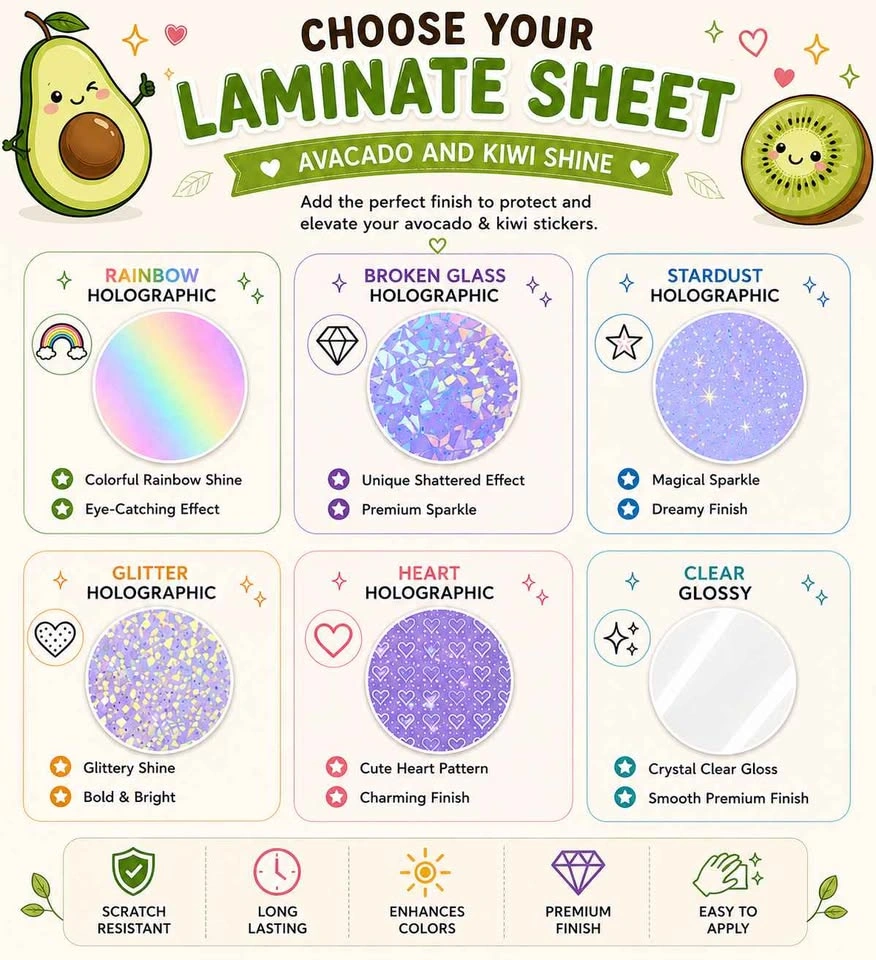 Avocado and Kiwi Sticker Sheet - Set of 2 - photo 2
