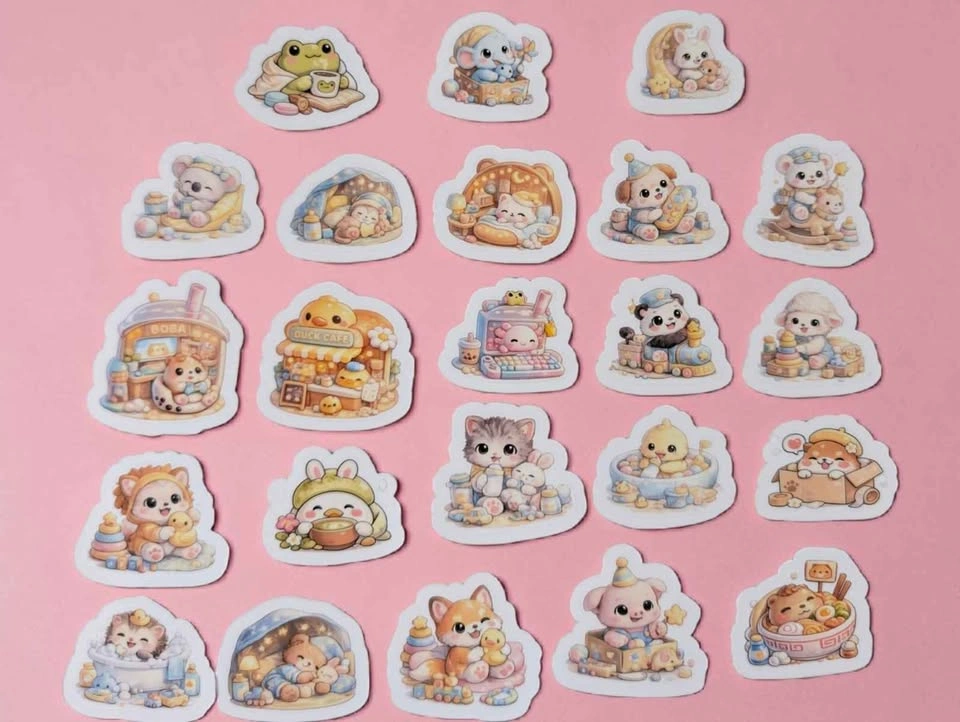 Cute Baby Animal Sticker Pack (Kawaii Waterproof Vinyl Stickers) - photo 3