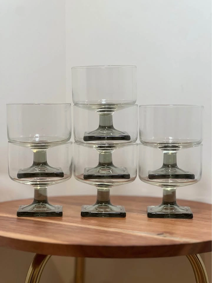 Vintage MCM Federal Glass Nordic Midnight Smoke Glasses - 7 - photo 5