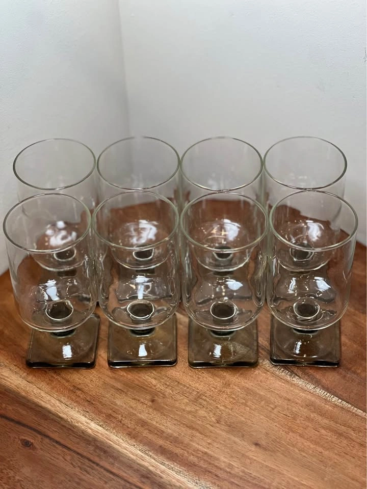 Vintage MCM Federal Glass Nordic Midnight Smoke Goblets (8) - photo 3