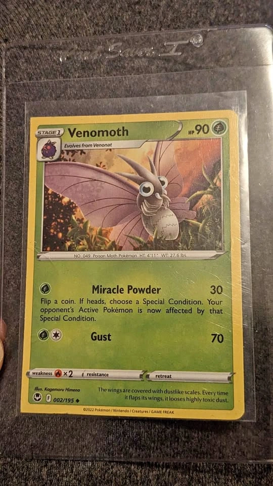 Venomoth Miscut Error Reverse Holo Pokemon Card Silver Tempest