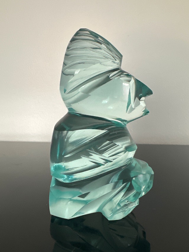 Inca Mayan Vintage Finely Polished Green Glass Tiki Statue