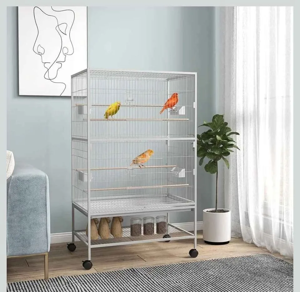 Bird Cage Bird House with Rolling Stand, Storage Shelf image indicator(3)