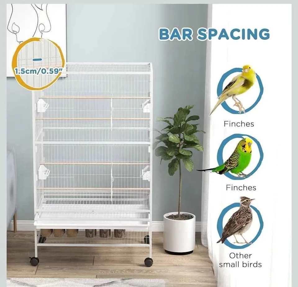 Bird Cage Bird House with Rolling Stand, Storage Shelf image indicator(5)