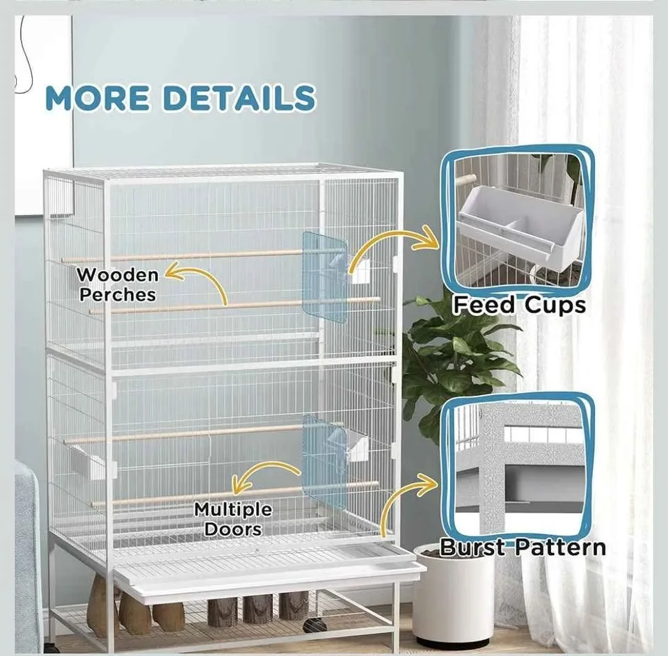 Bird Cage Bird House with Rolling Stand, Storage Shelf image indicator(6)
