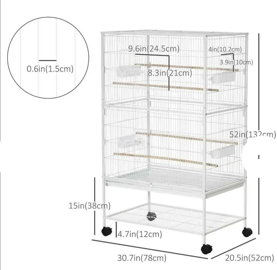 Bird Cage Bird House with Rolling Stand, Storage Shelf image indicator(8)