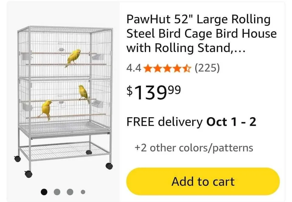Bird Cage Bird House with Rolling Stand, Storage Shelf image indicator(9)