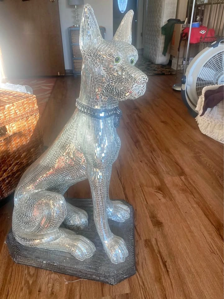 Disco Dog Mirrored Great Dane Figure 30”h x 19”d x 15”w