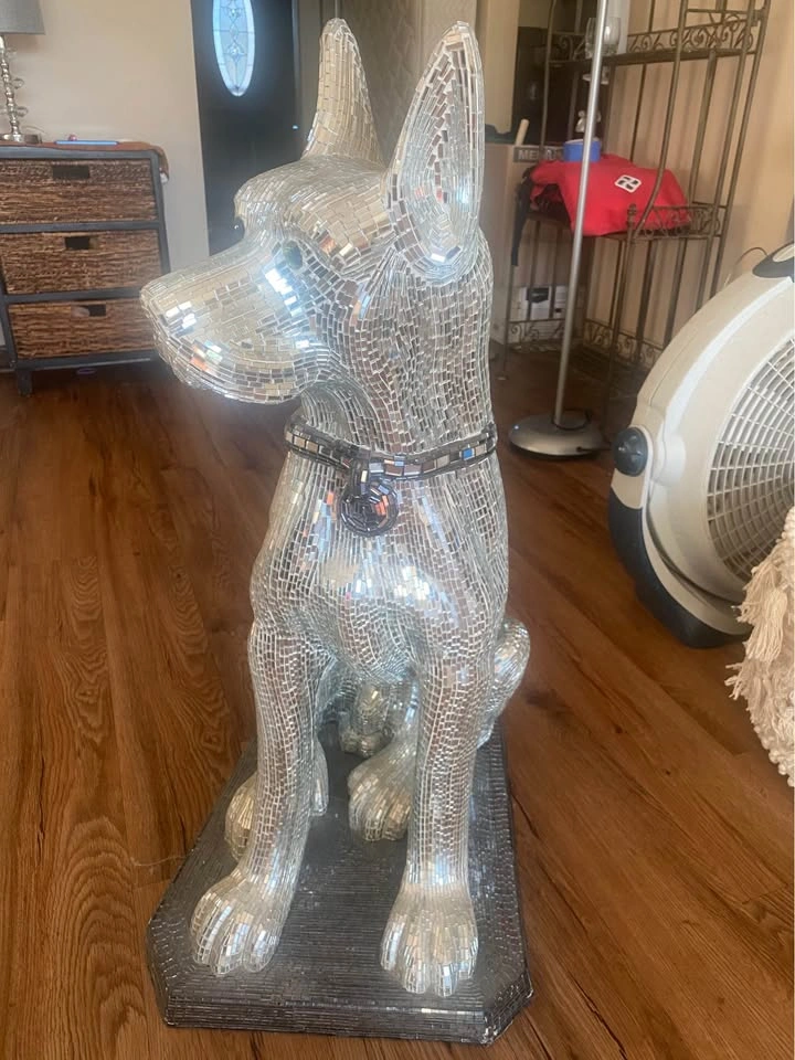 Disco Dog Mirrored Great Dane Figure 30”h x 19”d x 15”w - photo 2