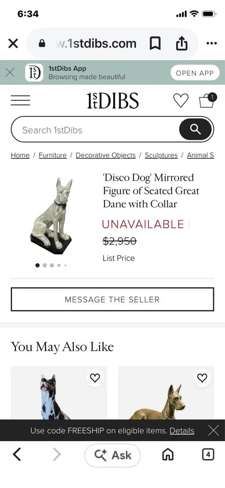 Disco Dog Mirrored Great Dane Figure 30”h x 19”d x 15”w - photo 4