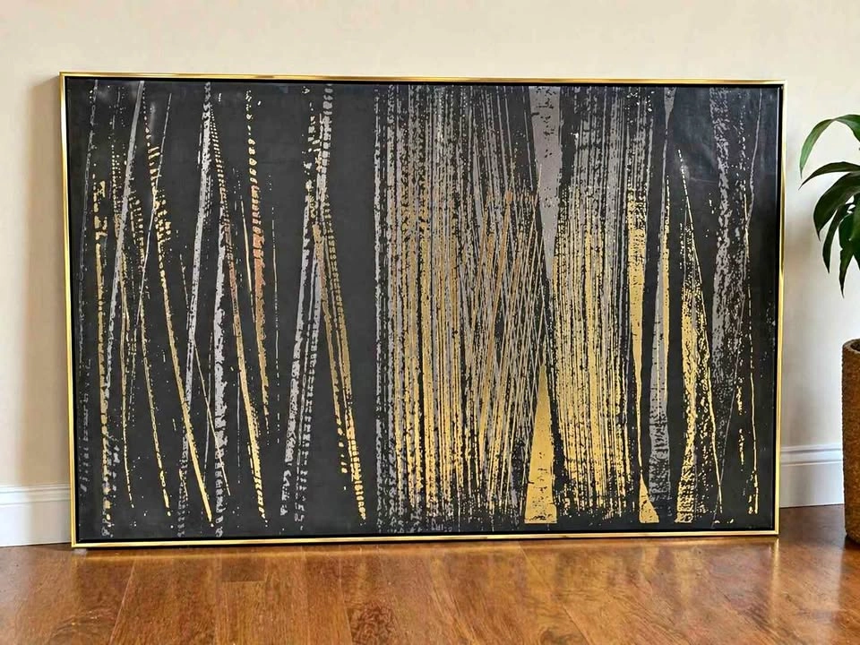 Large Black & Gold Framed Canvas Wall Art 32.5x48
