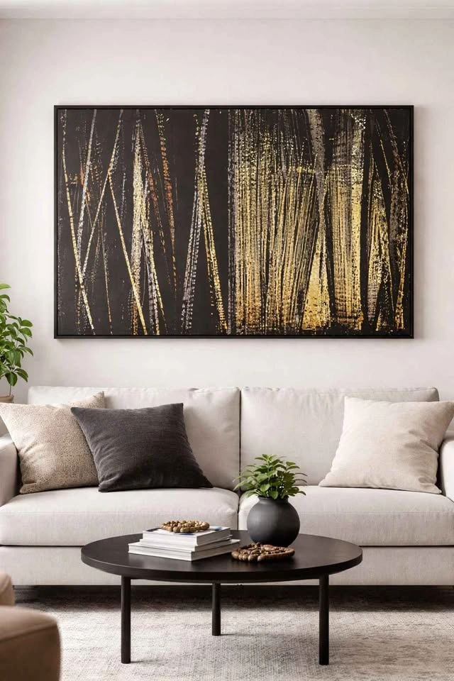 Large Black & Gold Framed Canvas Wall Art 32.5x48 - photo 2
