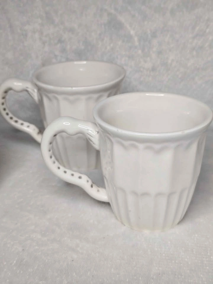 4 American Atelier Baroque White Ironstone Mugs - photo 4