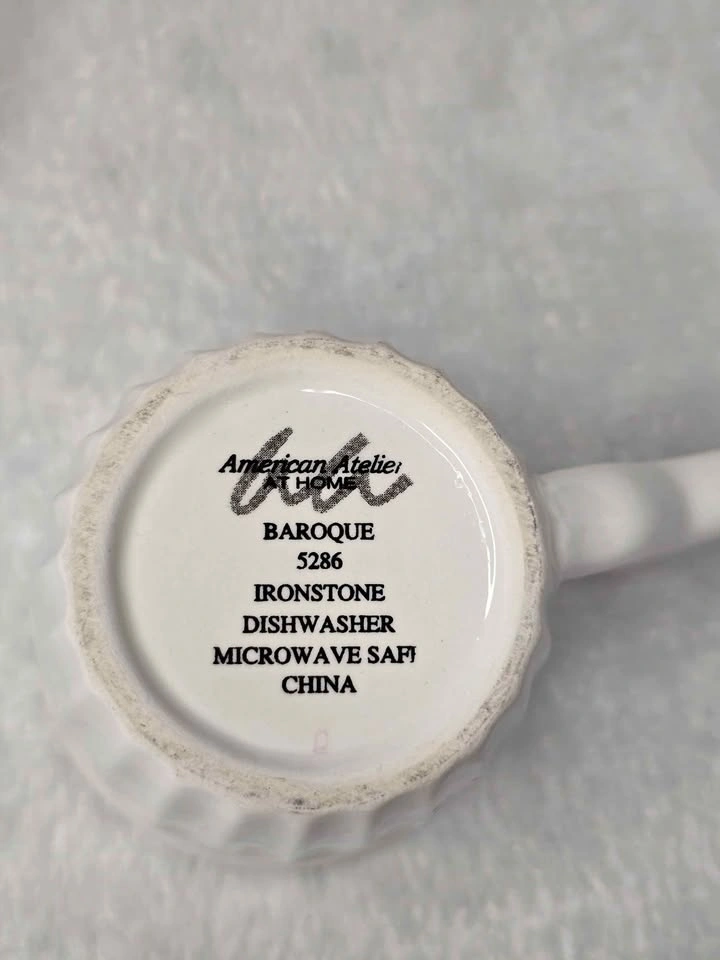 4 American Atelier Baroque White Ironstone Mugs - photo 5