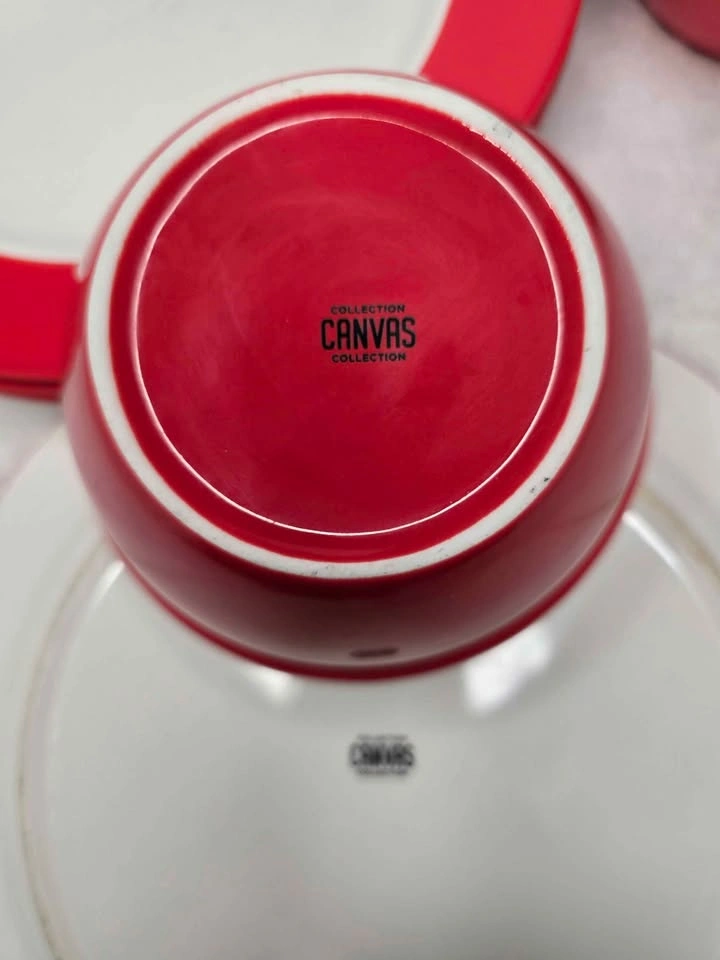CANVAS Red White Dinnerware Set 8pc - photo 4