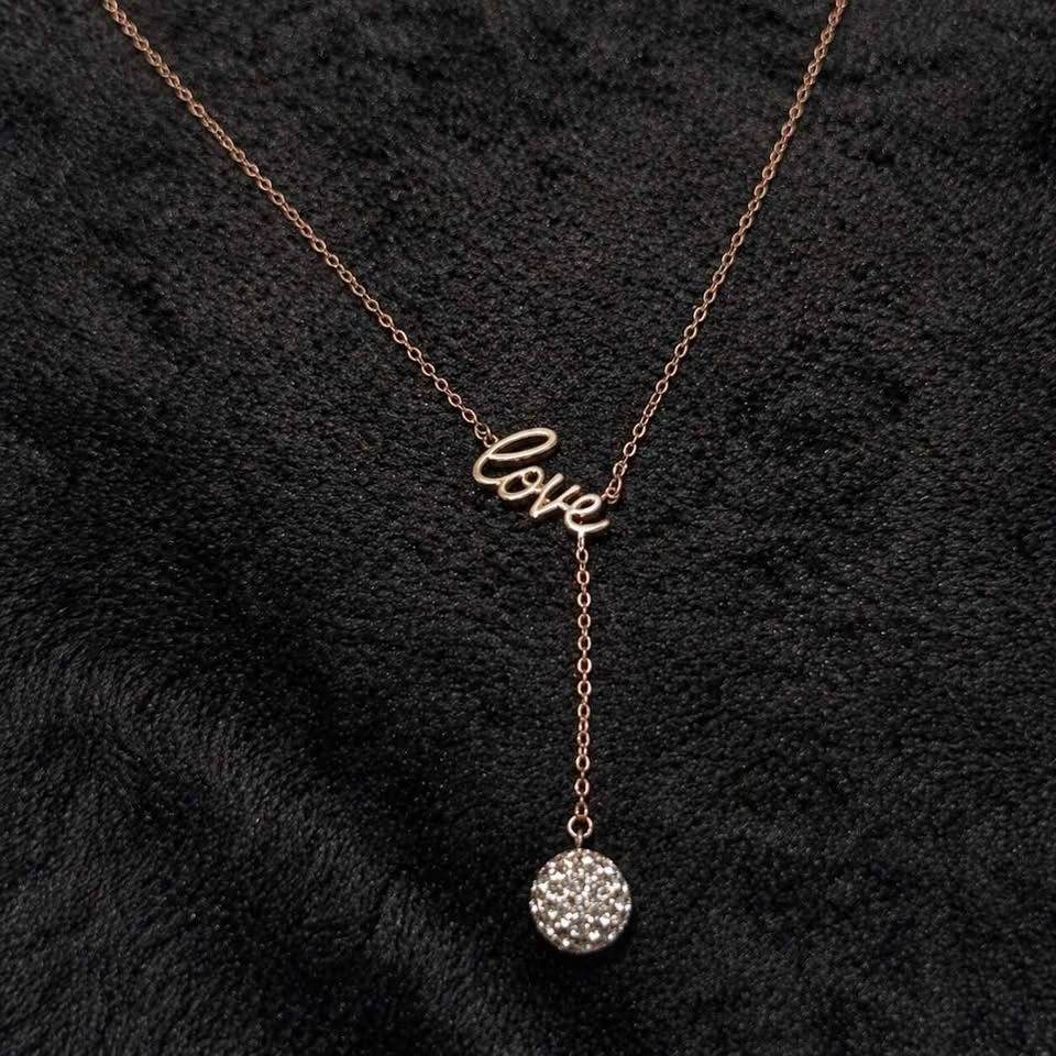 Swarovski Love Lariat Necklace Rose Gold Tone - photo 2