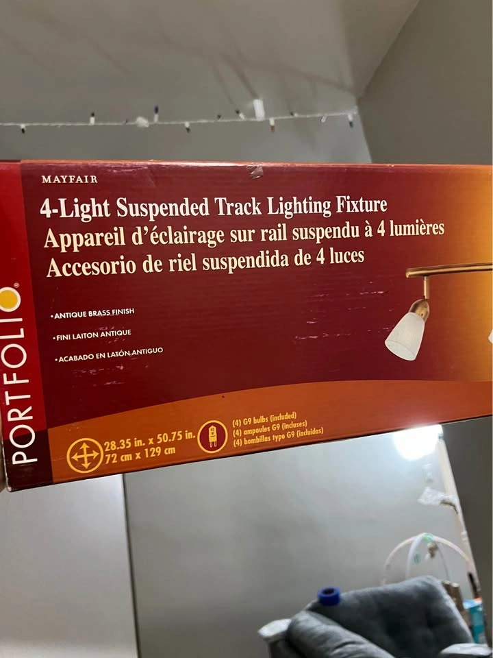 NEW Mayfair 4-Light Suspended Track Lighting Fixture Antique Bra - photo 2