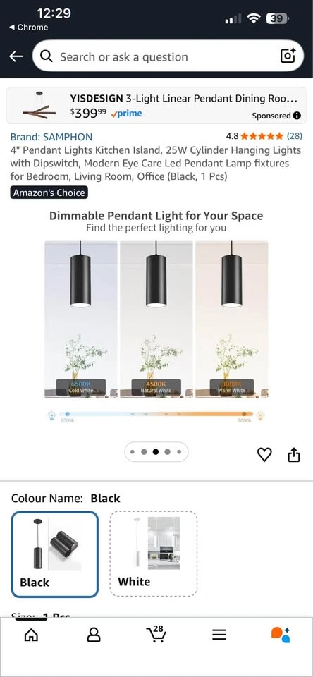 1pc - 4" Pendant Lights Kitchen Island, 25W Cylinder - photo 4