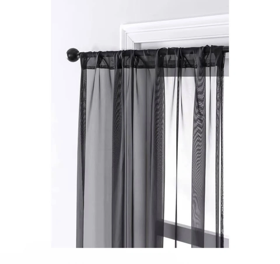 New 59”x63” or 59”x83” BLACK Sheer Voile 2 panel curtain - photo 2