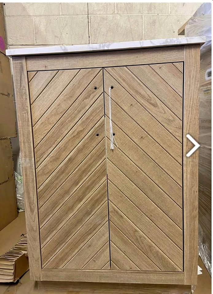 Wood Bathroom Vanity with Marble Top (damaged marble top)