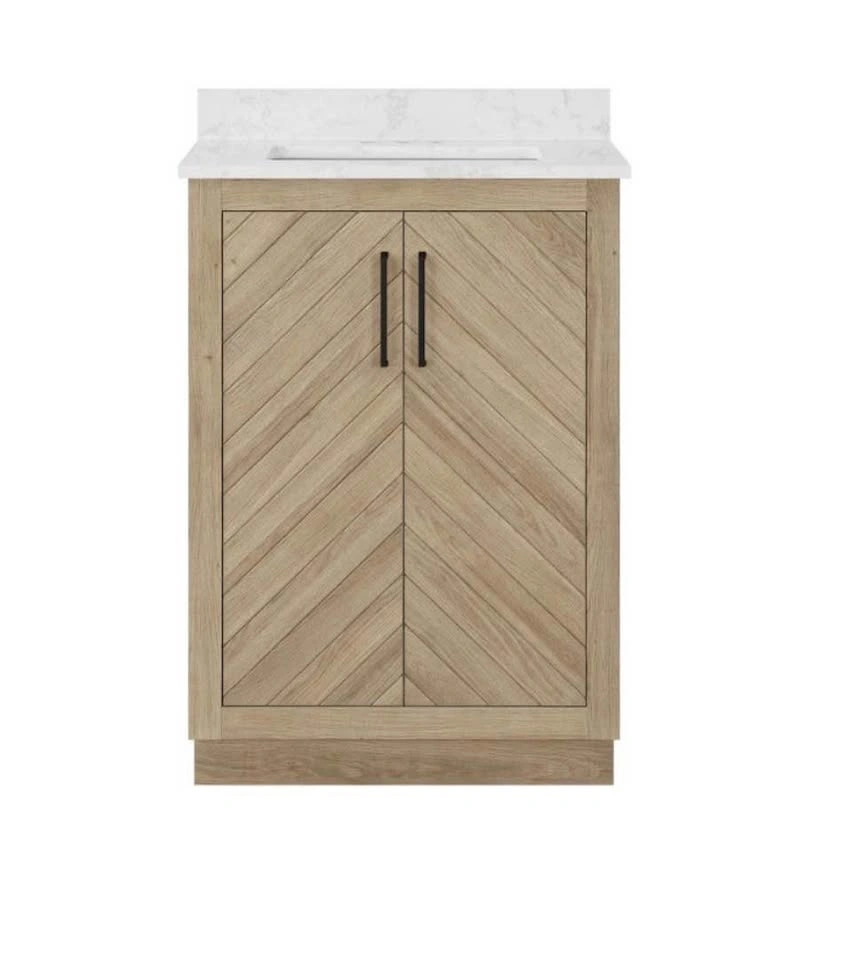 Wood Bathroom Vanity with Marble Top (damaged marble top) - photo 2