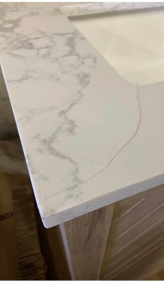 Wood Bathroom Vanity with Marble Top (damaged marble top) - photo 4