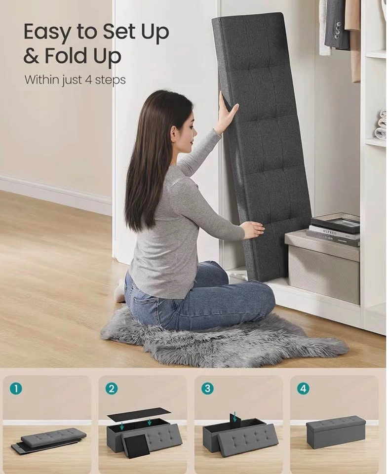 Folding Storage Ottoman Bench - photo 4