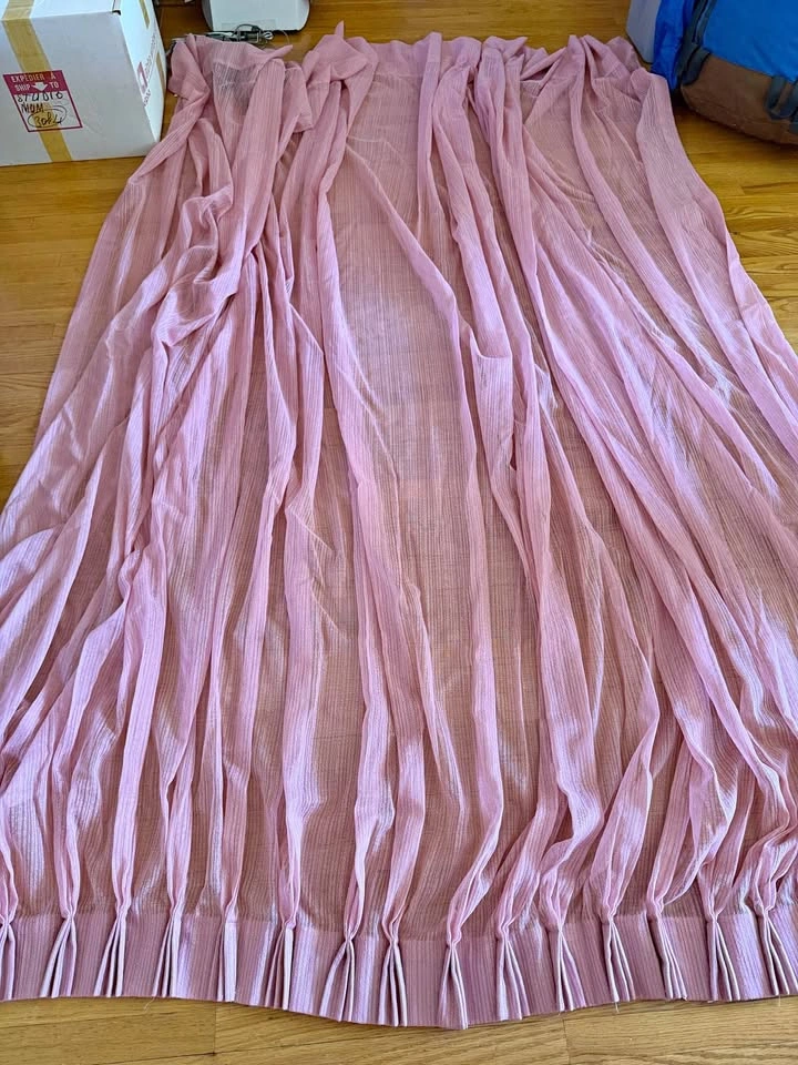Pink Sheer Polyester Curtain Panel