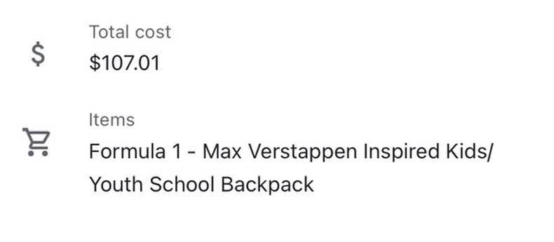 Formula 1 - Max Verstappen Inspired Backpack - photo 2