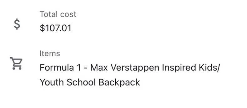 Formula 1 - Max Verstappen Inspired Backpack image indicator(2)