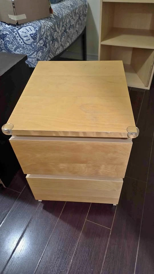 Light Wood 2-Drawer Nightstand