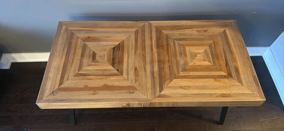 Wood Parquet Dining Table with Metal Legs (Structube Zak) - photo 3