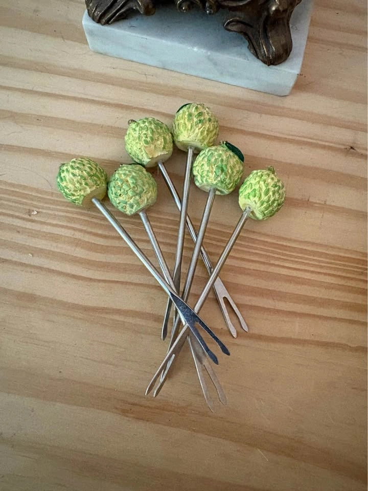 Vintage Fruit Salad Fork Set and Coasters - photo 5