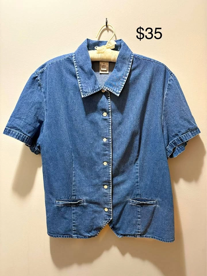 Y2K Talbots Denim Short Sleeve Button Down