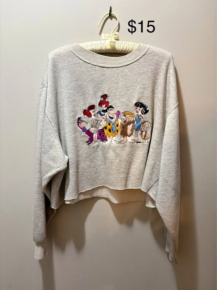 Vintage Flintstones Cropped Sweatshirt