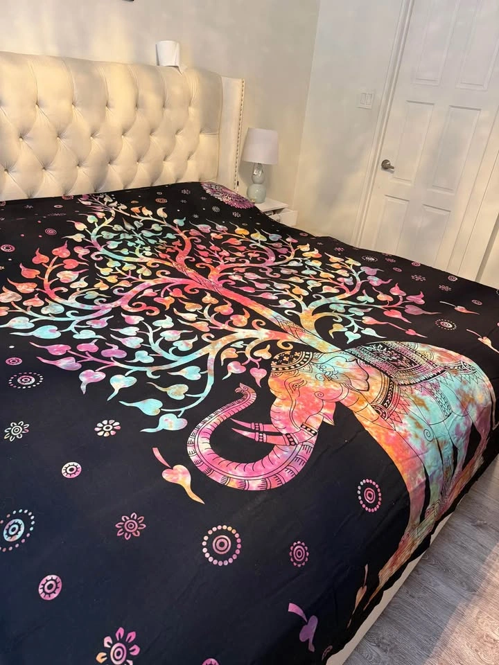 Multicolor Sofia Art Indian Elephant Tree of Life Tapestry - photo 2