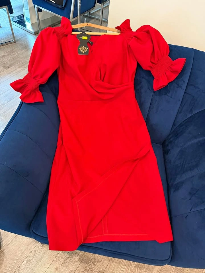 Neck Split Midi Dress