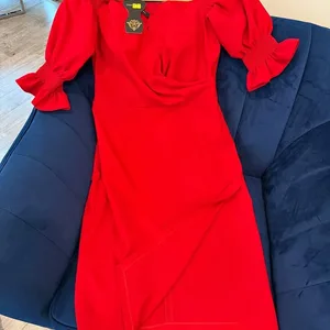 Neck Split Midi Dress