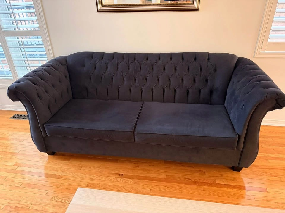 Gray Tufted Chesterfield Sofa Set - photo 2