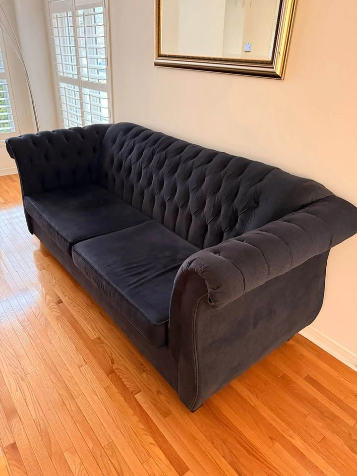 Gray Tufted Chesterfield Sofa Set - photo 5