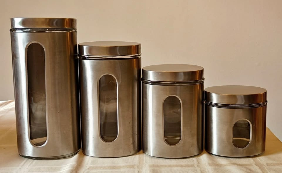 Gourmet 4 Pcs Stainless Steel Canisters Set - photo 2