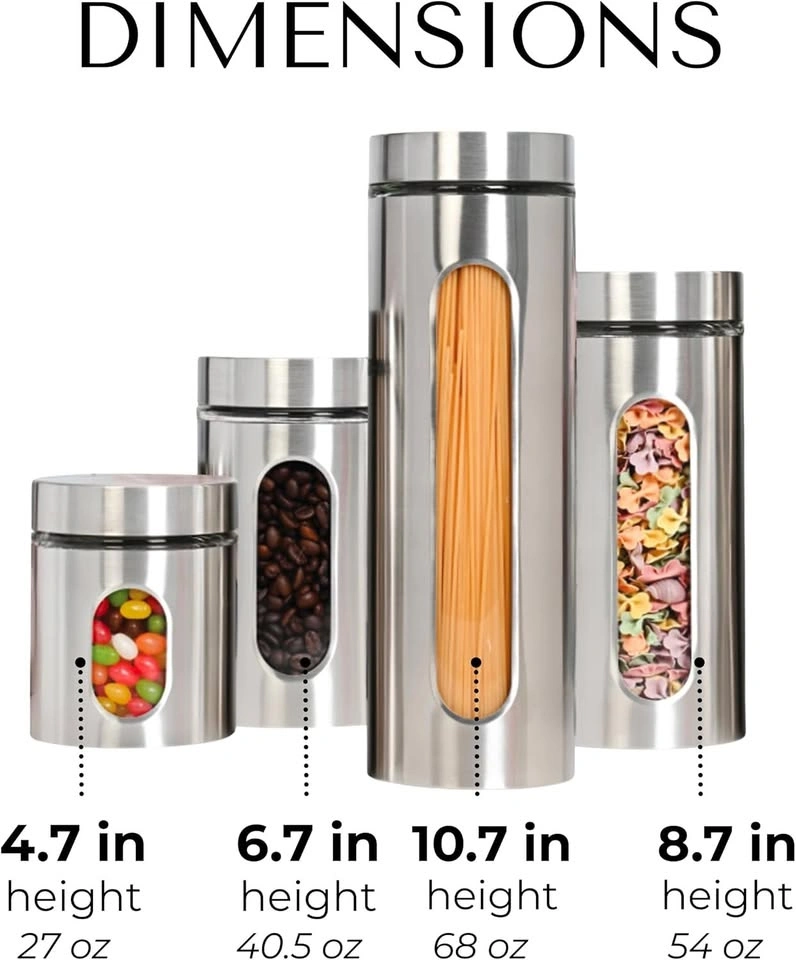 Gourmet 4 Pcs Stainless Steel Canisters Set - photo 5