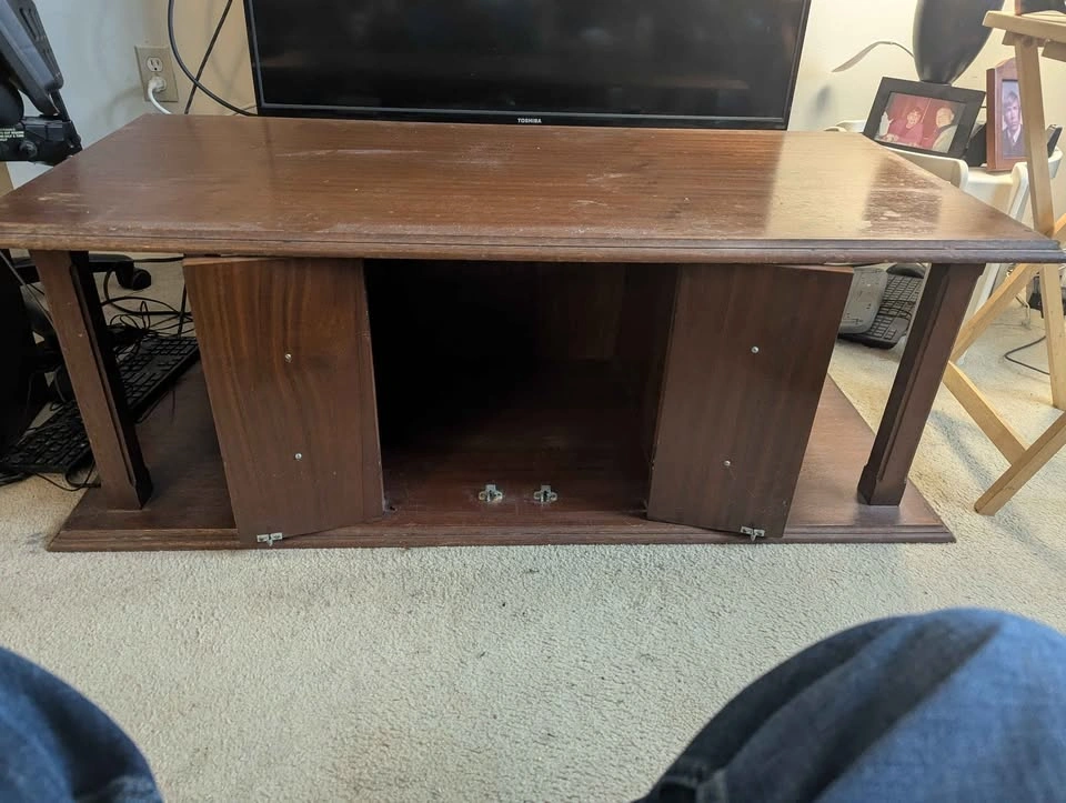 Vintage Wooden Coffee Table with Storage Cabinet - photo 3