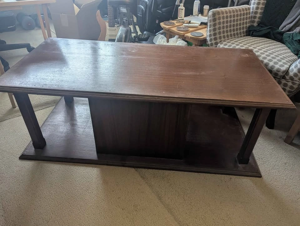 Vintage Wooden Coffee Table with Storage Cabinet - photo 4
