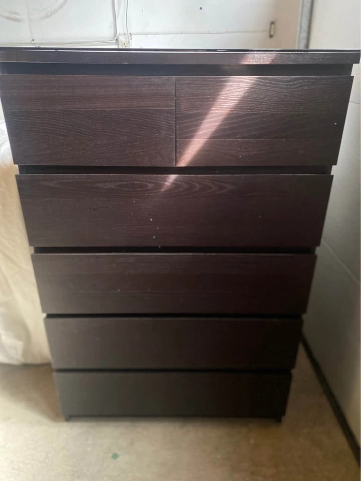 Modern MALM 6-Drawer Dresser (w/ Glass Top) 🖤 - photo 3