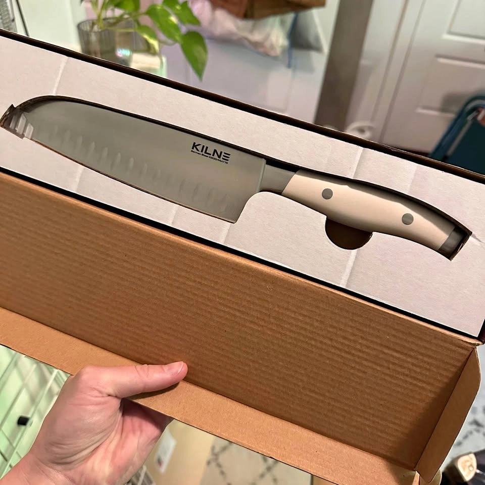 NEW Kilne Santoku Knife White/Sugar