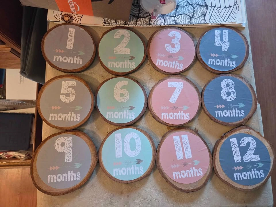 Wooden baby monthly milestone markers 1-12 months - photo 2