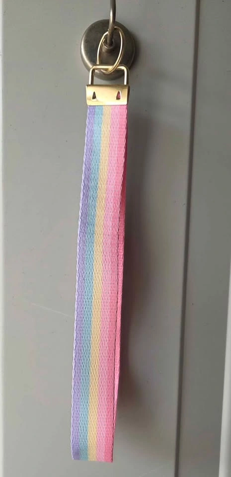 Hand Made Pastel Rainbow Wristlet Keychain - photo 2