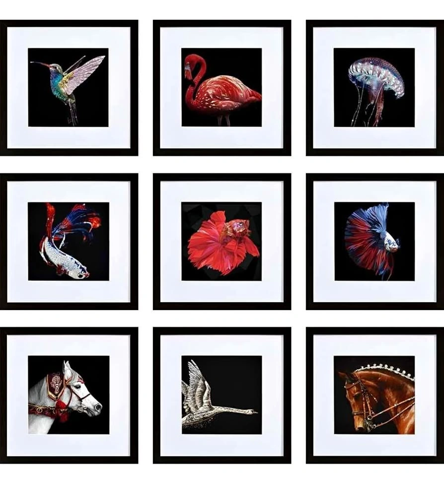 HEART ART 12x12 Black Picture Frame Set of 9