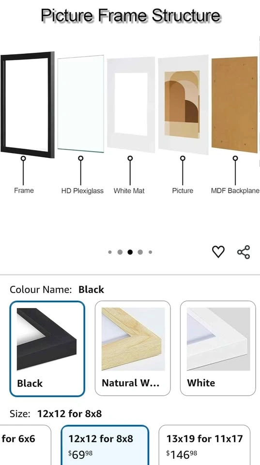 HEART ART 12x12 Black Picture Frame Set of 9 - photo 2